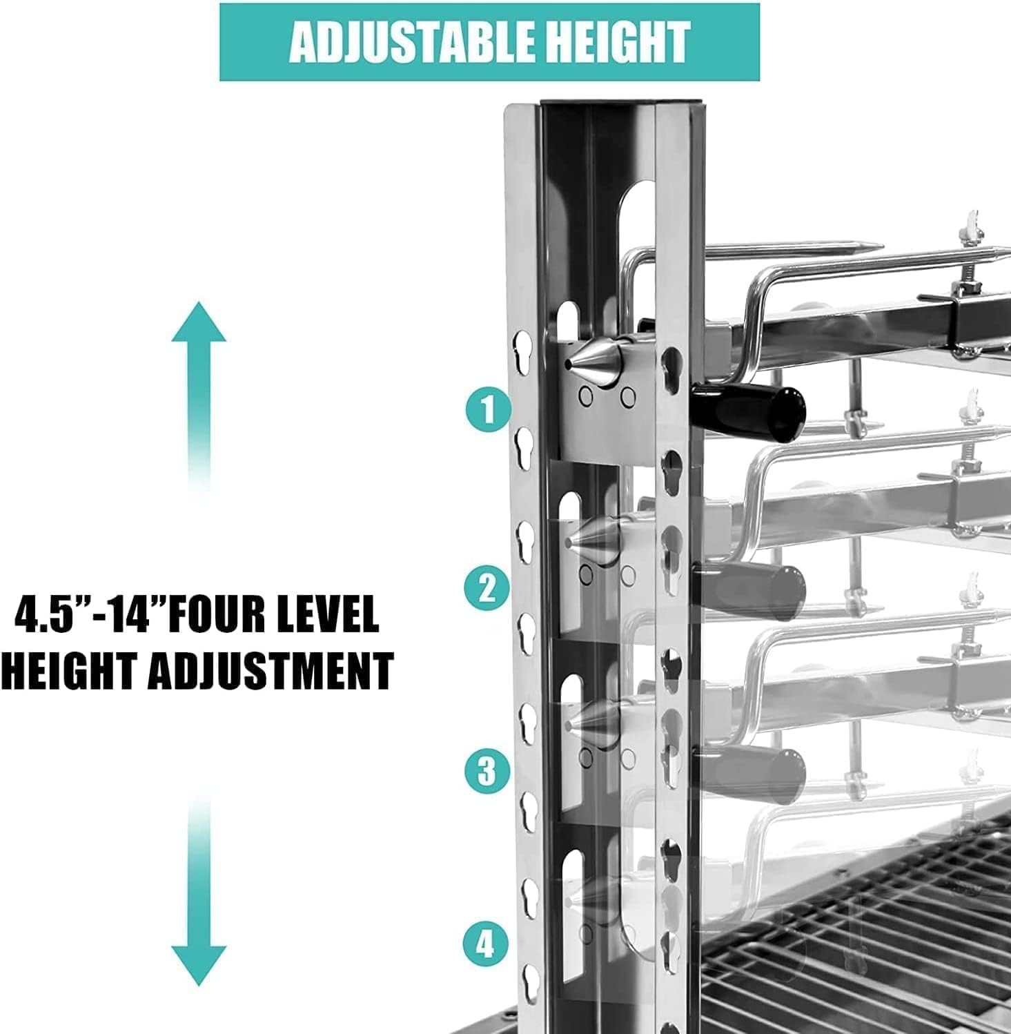 Stainless Steel Rotisserie Grill, 25W Motor Small Pig Lamb Roaster, 37'' 2 in 1 BBQ Charcoal Rotisserie Grill for Camping Outdoor Kitchen