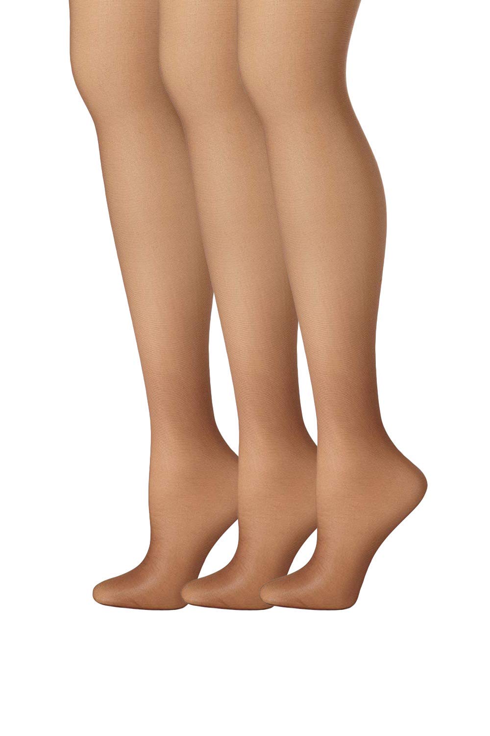 Hanes Womens Set of 3 Silk Reflections Control Top Sheer Toe Pantyhose