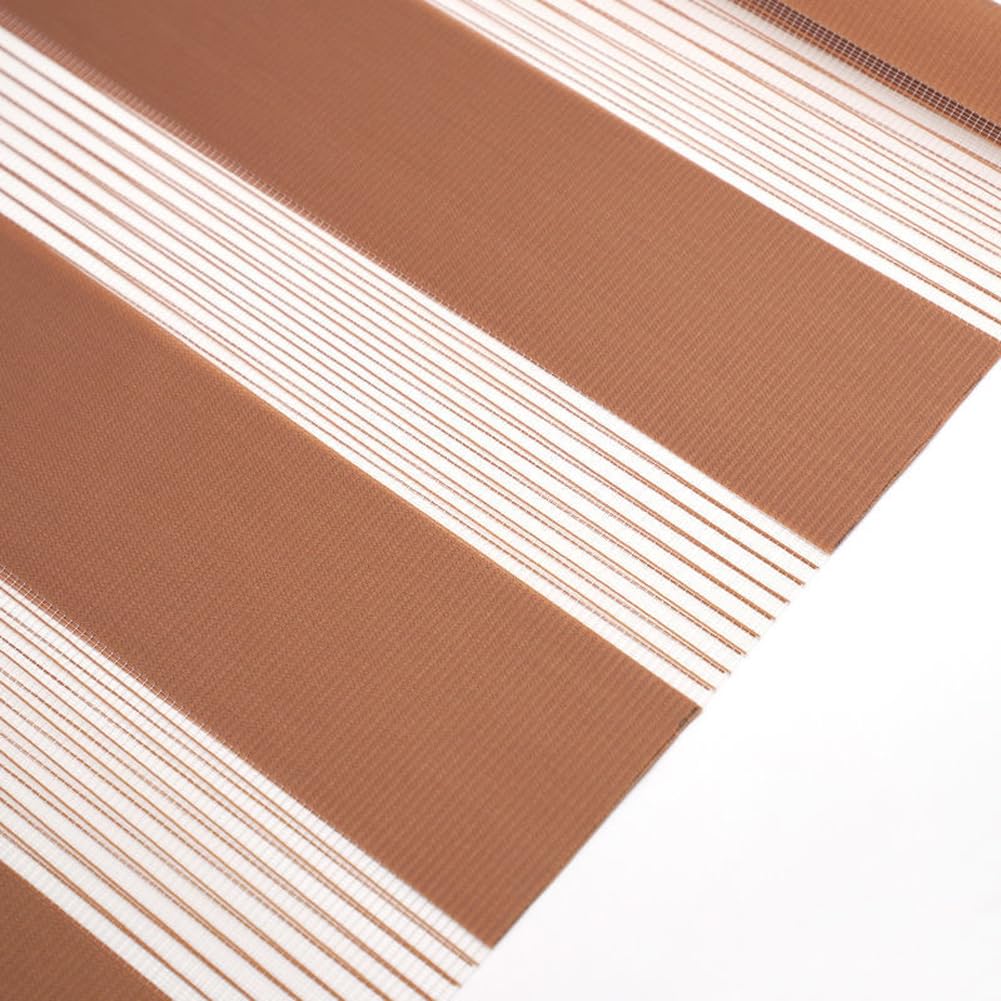 Day and Night Zebra Roller Blind for Home Office,Blackout Window Curtain Double Fabric Translucent Vision Curtain,Thermal Insulated Roller Blind (Coffee,0.8x1.0m)