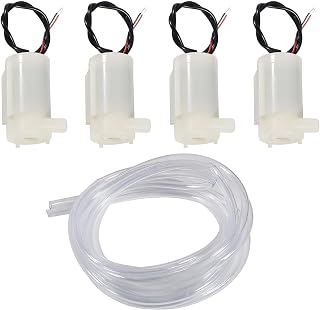 4pcs Micro Submersible Mini Water Pump DC 3V 5V for Aquariums Fish Tank Pond Fountain Hydroponics Garden with 4M Flexible Tube Water Pipe