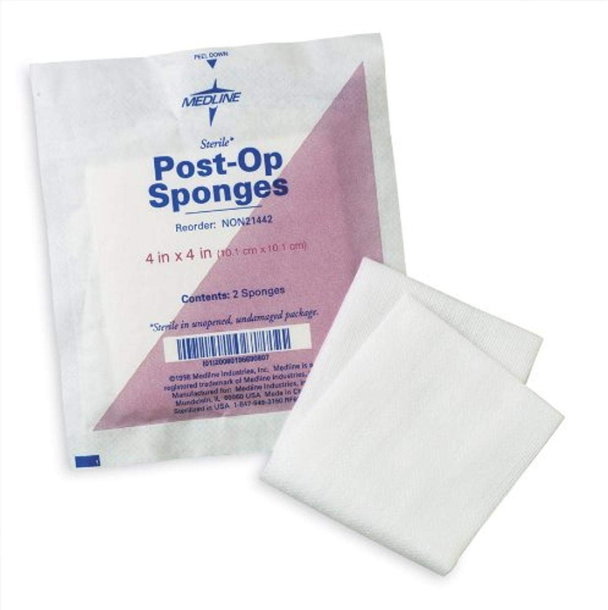 Medline Sterile Post-Op Gauze Sponges, 4" x 4", Ideal for Wound Care, Case of 1200