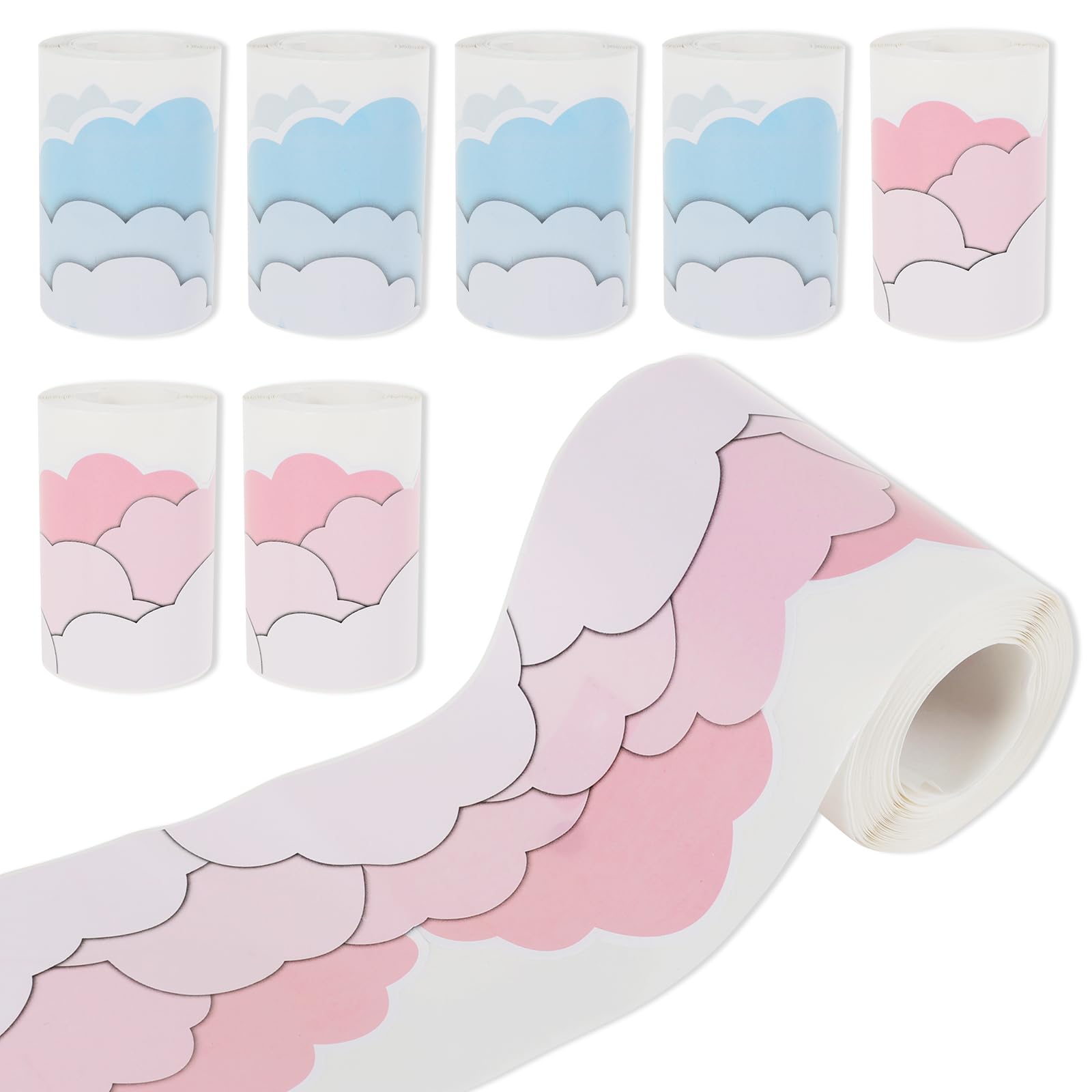 8 Rolls Cloud Theme Bulletin Board Border Decorative, Bulletin Board Trim, Classroom Blackboard Decoration for Classroom School Party Home Decorations