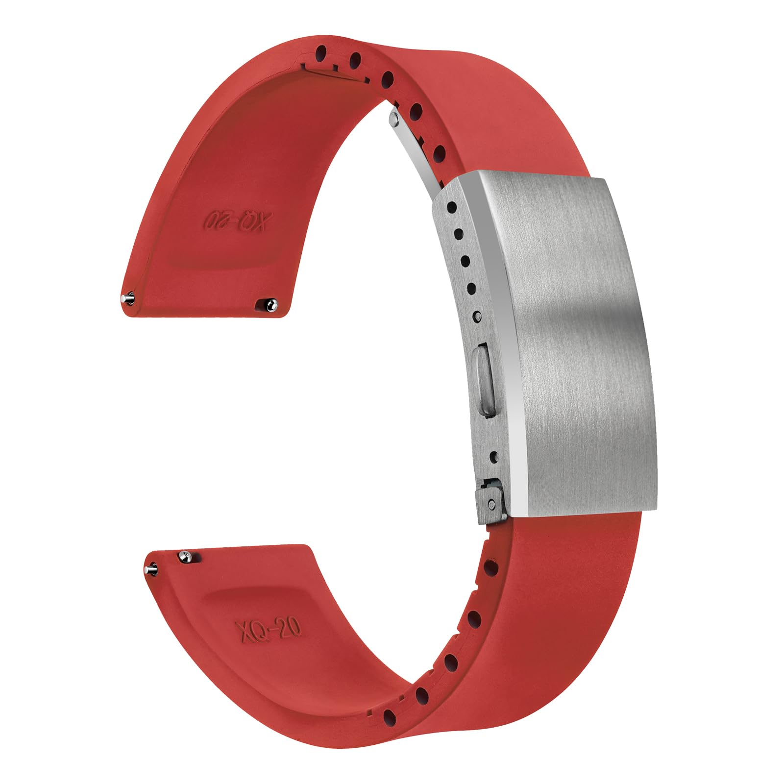 watchdives Fluorkautschuk Uhrenarmband, Zuschneidbares Uhrenarmband mit Schnellverschluss, Weiches Ersatzarmband mit Gefräster Schließe für Männer und Frauen, 18 mm/19 mm/20 mm/21 mm/22 mm