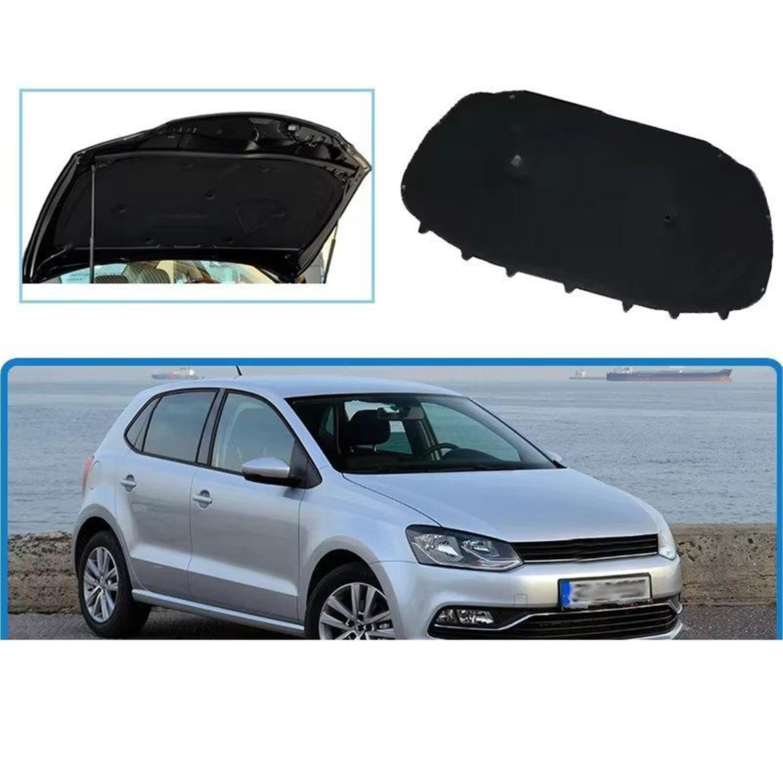 Para VW Para Polo Mk5 2009-2017 Cubre Motor Insonorizado