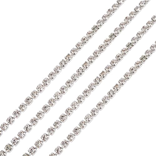 Miniatura 9 de Mega Pet Cadenas de latón con diamantes de imitación de 10 yardas de 0.157 in, cadena de copa de garra de cristal transparente para coser flecos,