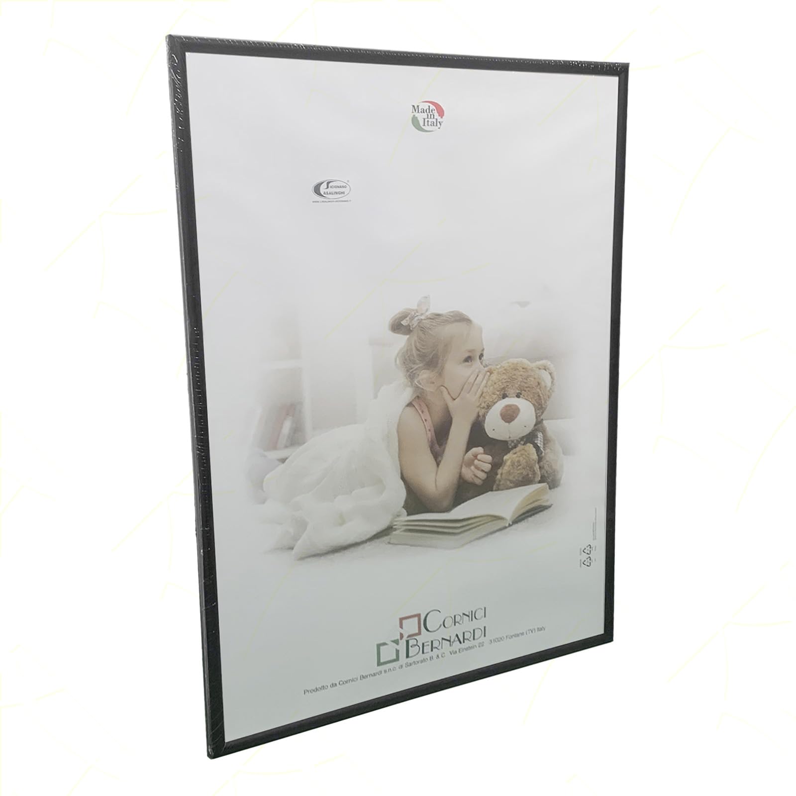 Sicignano Cadre bombé moderne 70 x 100 cm en bois noir avec panneau MDF robuste verre Crilex – Cadre photo mural horizontal vertical pour photos tableaux affiches documents diplômés