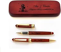 Vista 10 de Estuche de madera de arce personalizado y dos bolígrafos para los amantes