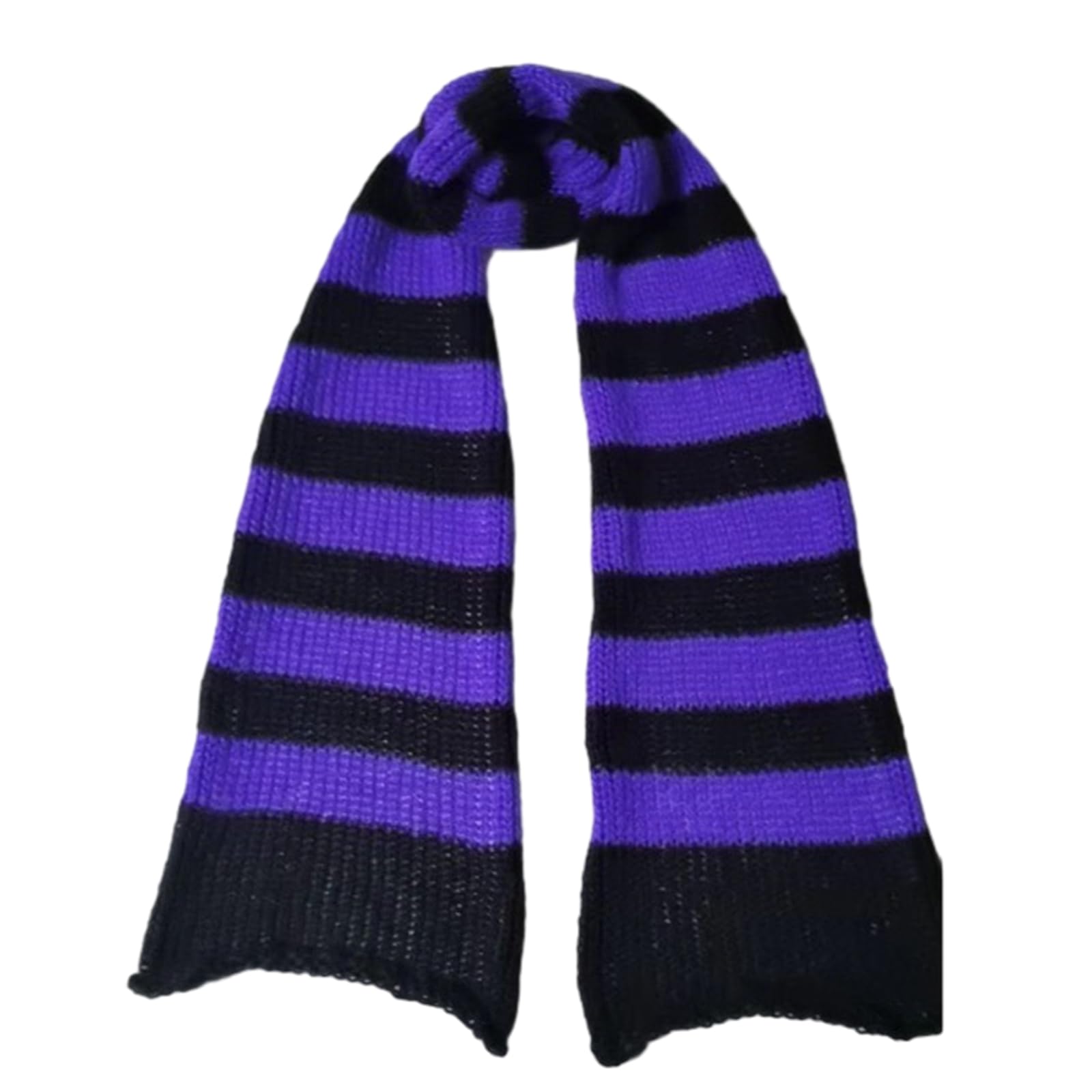 Kobeleen Women's Purple Harajuku Style Stripe Neck Scarf For Men Soft Neck Warmer Gothic Knit Warm Scarf Winter Autumn Fashion Neckwear