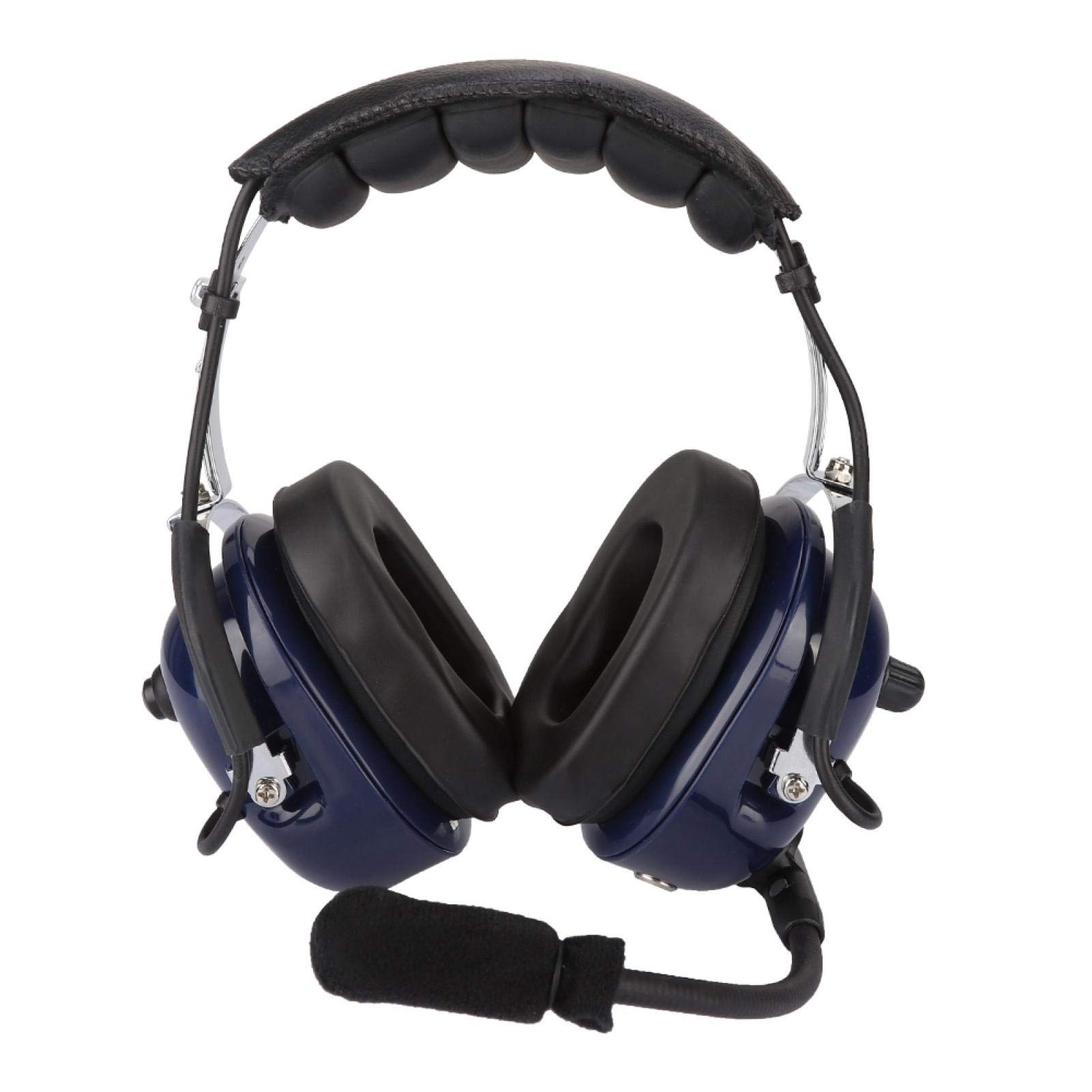 Casque d'aviation Universel, Double Prise 3,5 mm réduction du Bruit Casque réglable en Acier Inoxydable Bandeau Pilote, pour Pilote d'aviation, Noir