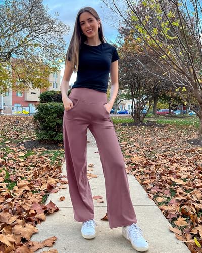 Image of Promover Wide Leg Pants Woman Yoga Pants with Pockets Stretch Loose Casual Lounge Sweatpants Petite /Regular /Tall