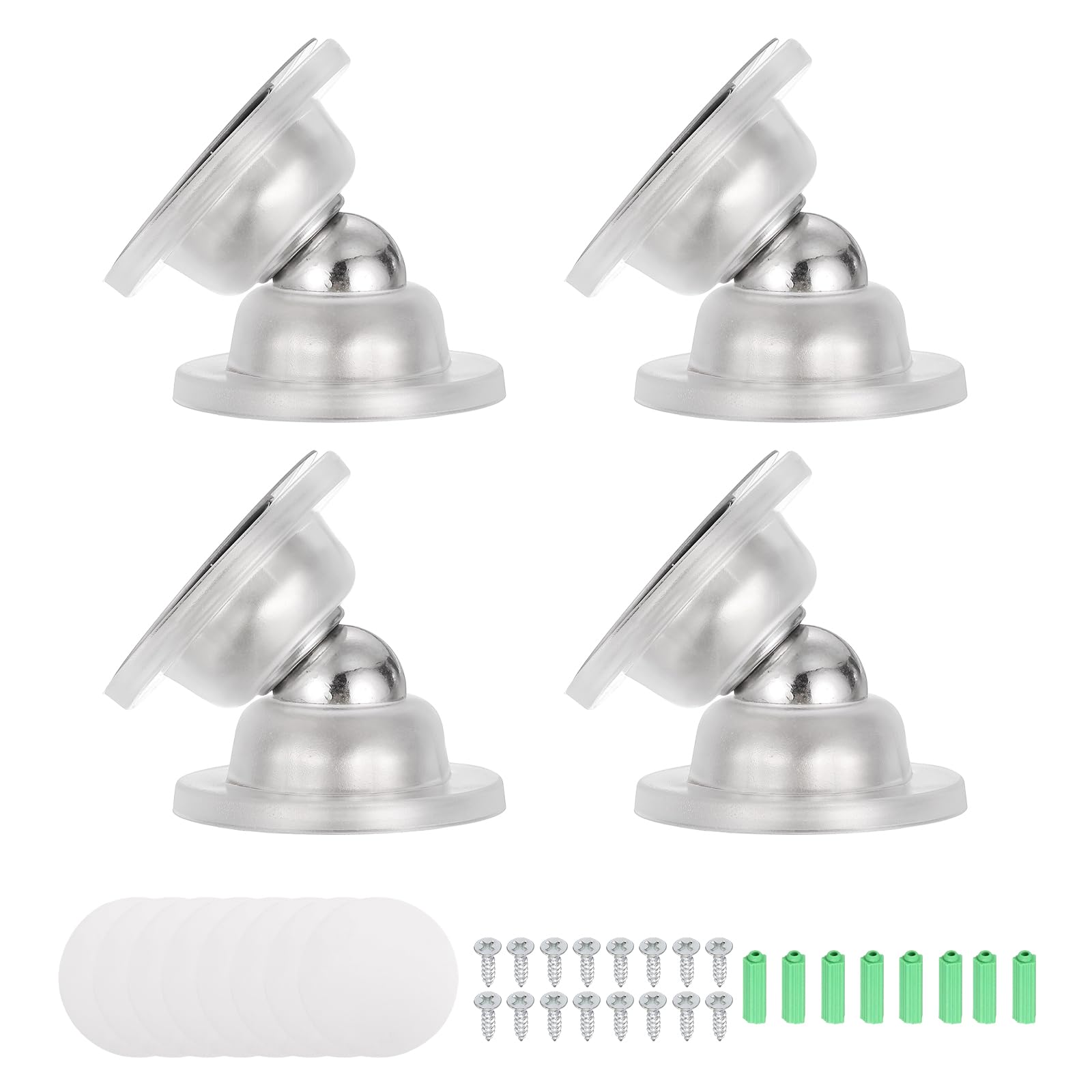 sourcing map 4Pcs Magnetic Door Stopper, RV Floor Mount Bottom of Door Catch Holder, Adhesive Wall Protector with Screws for Living Room, Bedroom, Travel Trailer (2", Clear)