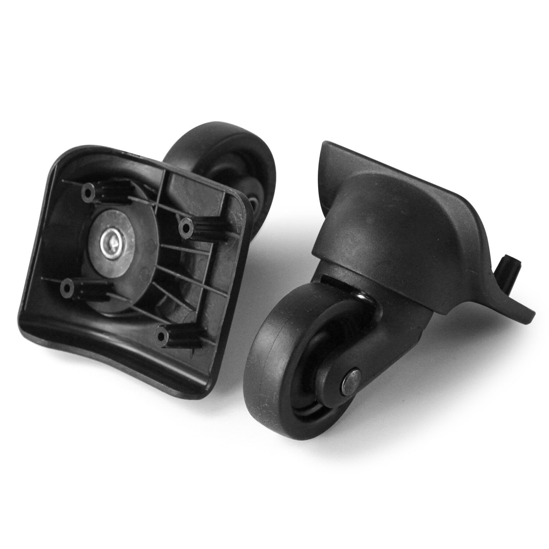 Vo044 - Juego de 2 ruedas de repuesto para equipaje, color negro - Kit de reparación de bricolaje - Ruedas giratorias de plástico resistente de 360 grados, color negro - 9,4 x 4,9 x 1,6 cm