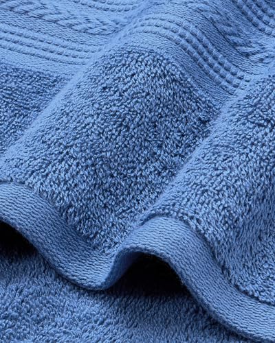 Image of Himeya Towels for Bath Large Size | 100% Cotton Bath Towels | Soft & Absorbent | 500 GSM | 70 x 140 cm | Blue | Pack of 2 | Bath Towels for Men, Women | Ideal for Everyday Use