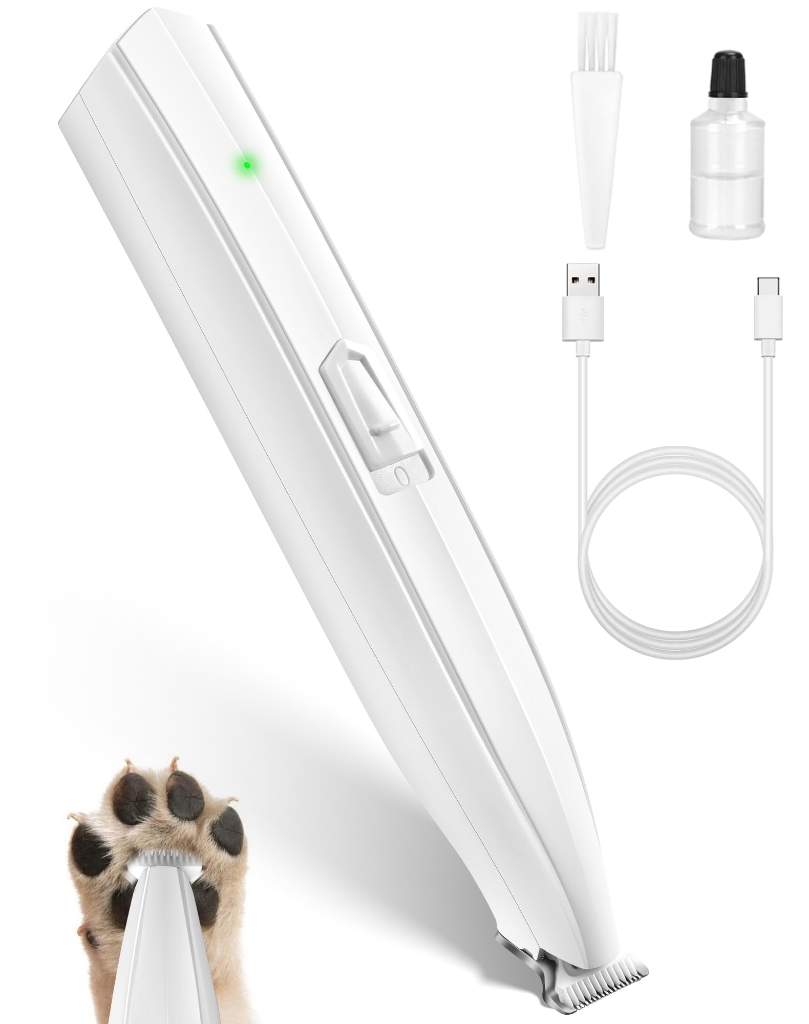 lexflext Dog Paw Trimmer for Grooming, Cordless Rechargeable Dog Clippers with Widened Blade, Low Noise Electric Cat Precision Shaver for Small Pet's