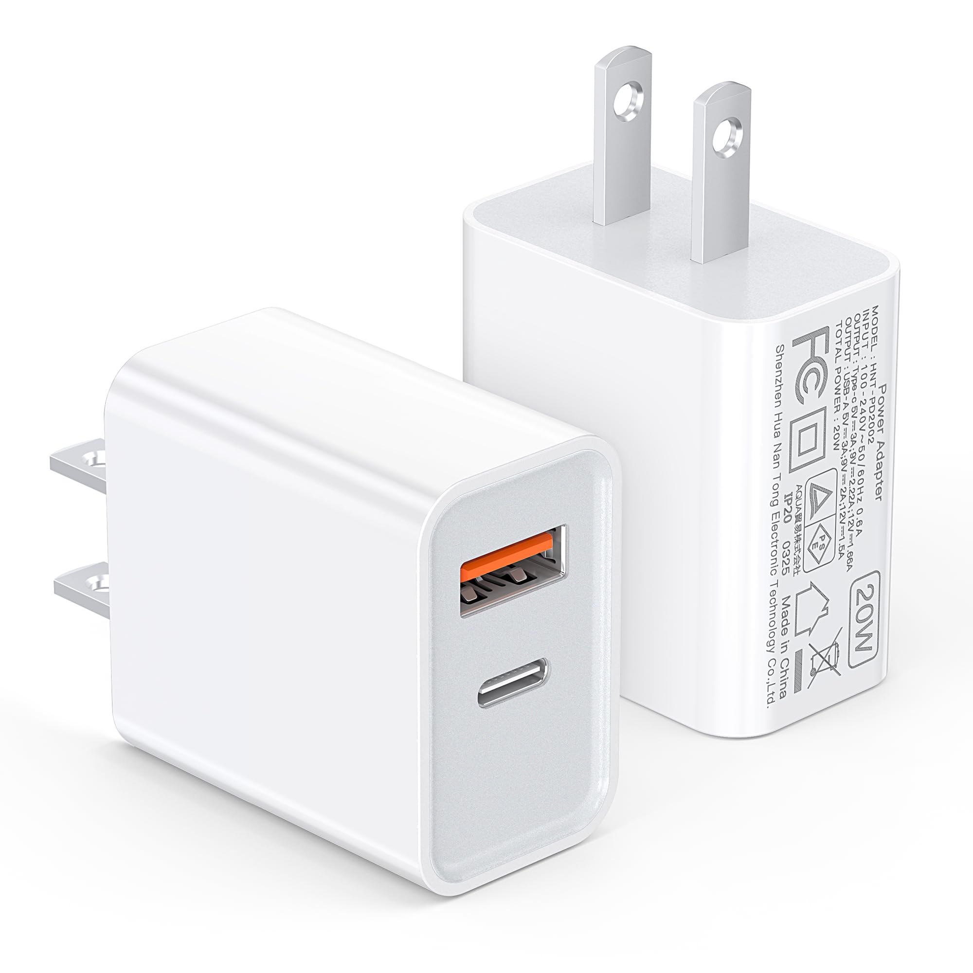 Photo 1 of [2 Pack] LCGENS USB C Wall Charger Block 20W, Dual Port PD Power Delivery Fast Type C Charging Block Plug Compatible with iPhone 11/12/13/14/15/16/17 Pro Max, XS/XR/X, Ipad Pro, Samsung Galaxy