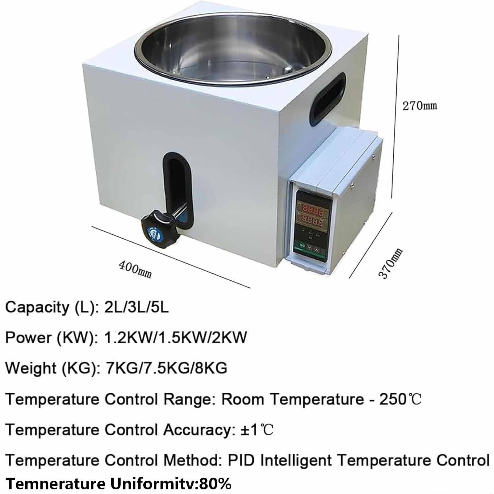 Łaźnia wodna laboratoryjna, termostatyczna grzałka ze stali nierdzewnej z precyzyjną kontrolą temperatury, cyfrowe urządzenia grzewcze, do eksperymentów chemicznych i biologicznych,3L