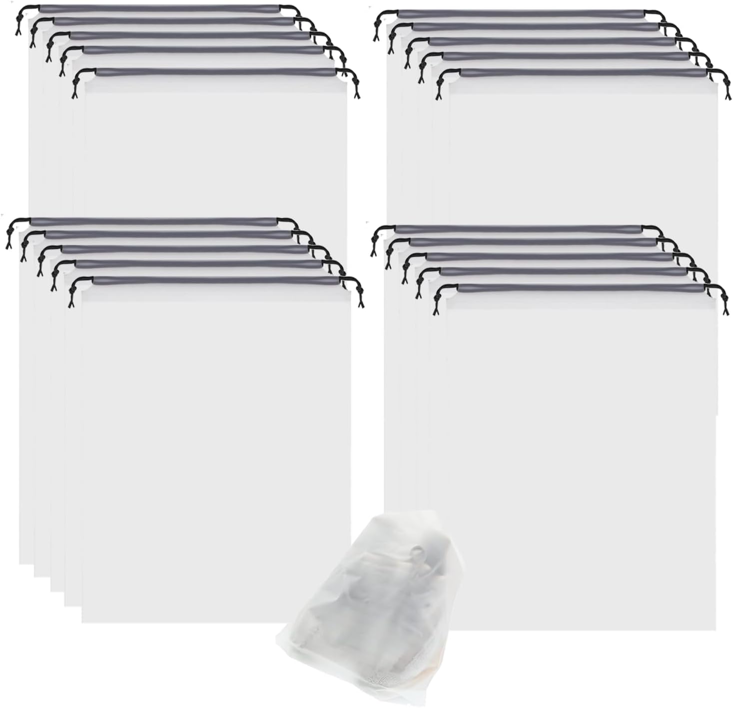 20Pack Shoe Bags for Travel,30 * 40CM Clear Drawstring Travel Shoe Bags for Packing, Waterproof Dustproof Portable Travel Shoe Storage Bag with Rope for Men and Women