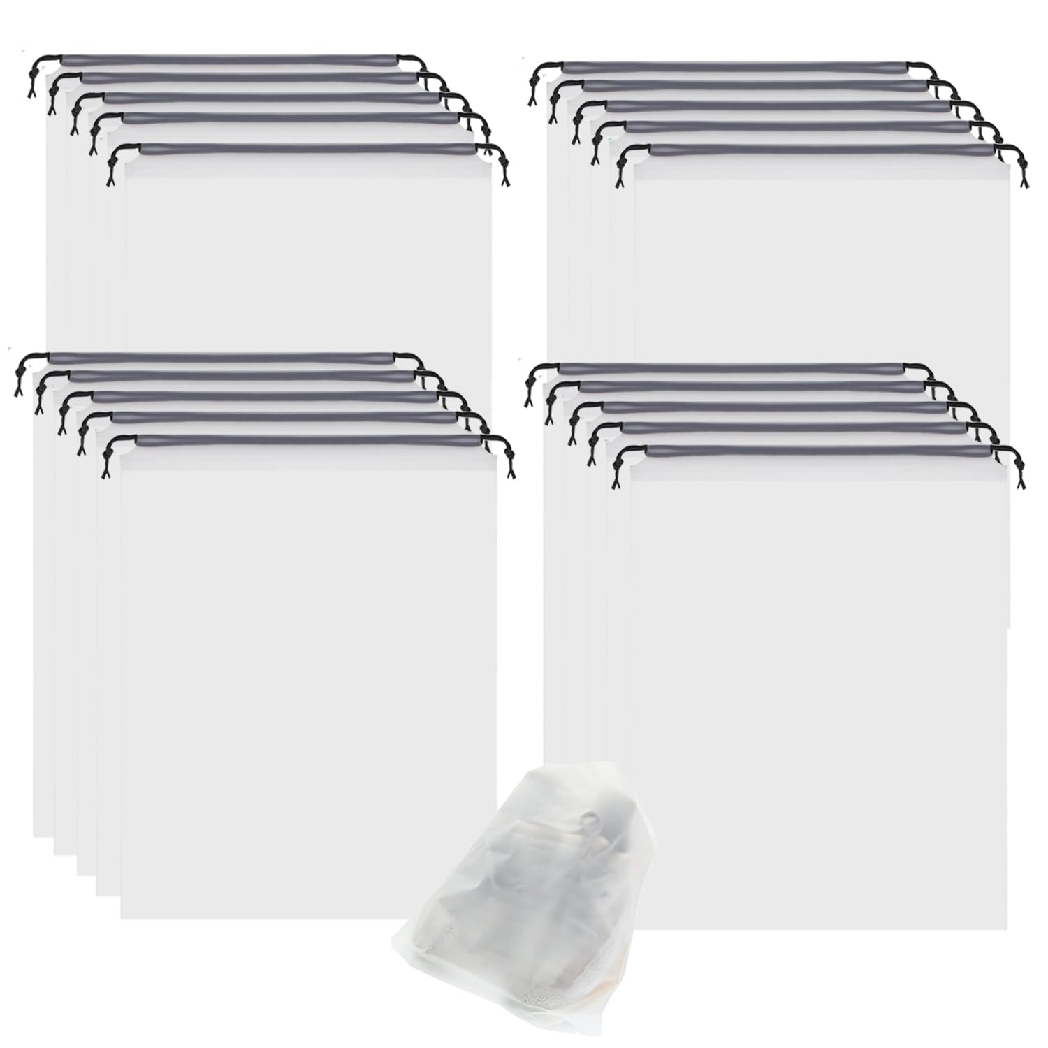 20Pack Shoe Bags for Travel,30 * 40CM Clear Drawstring Travel Shoe Bags for Packing, Waterproof Dustproof Portable Travel Shoe Storage Bag with Rope for Men and Women