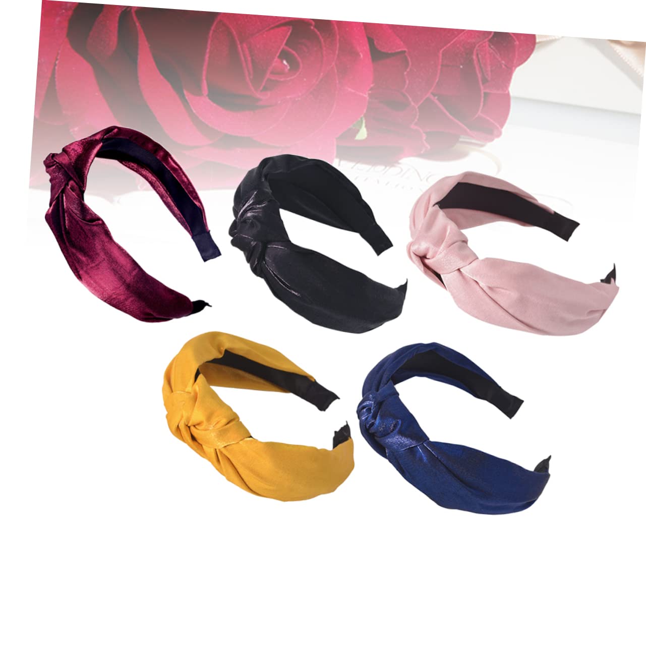 Horquilla 5 piezas Diadema for mujer Satén Cabello Scrunchies Cintas for la cabeza de satén for mujer Mujer Rayas anchas Nudo Turbante Diademas Mujer Nudo Diadema Bufanda Sombrero Diadema ancha Mujer