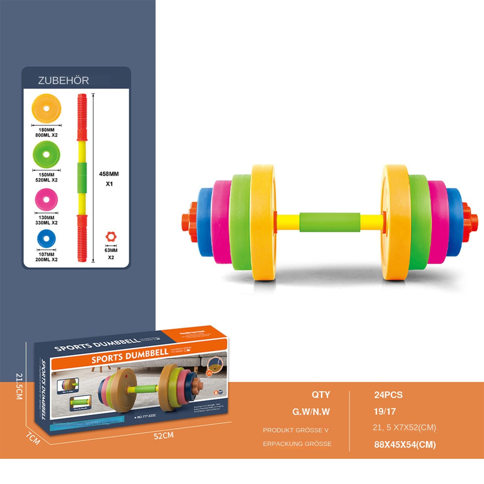 Spielzeughantel – Verstellbares Gewichtheber-Set für Kinder, sportliches Körpertrainingsspielzeug | Leichte Hantel zum spielerischen Krafttraining im Garten, lustiges Fitnessgerät für Mädchen und Jung