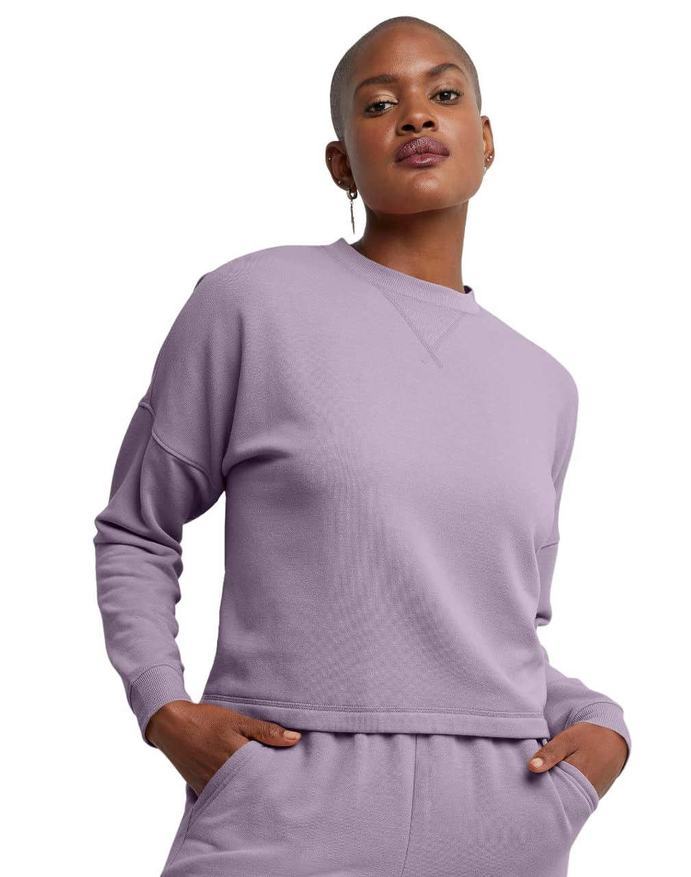 Hanes Damski Originals miękki szczotkowany polar, krótki top, plus size sweter bluza, Wyciszona tęczówka, M