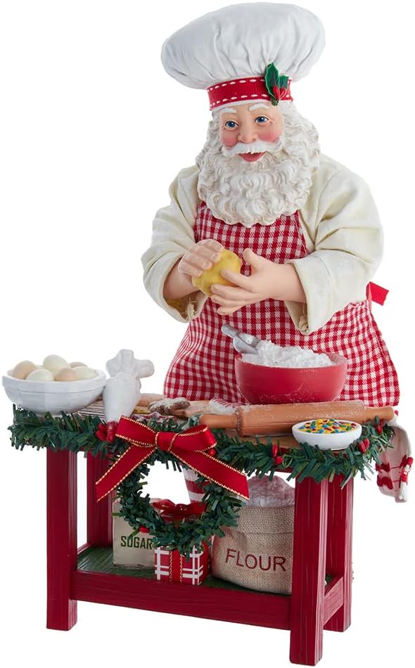 Amazon.com: Kurt Adler Fabriche Christmas Chef Santa Figurine, 12-Inch ...
