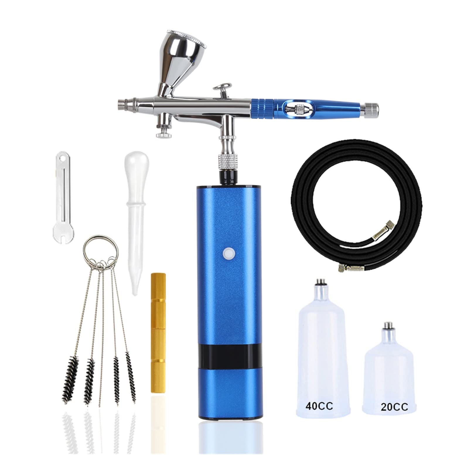 Spruzzatore Vernice, Kit aerografo a doppia azione con compressore ad alta pressione stabile compatibile con mini pompa tazza sostituibile for torta vernice arte tatuaggio(A)