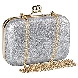 Súper textura: cadena de lujo hecha de aleación galvanizada espesada, resistente a los arañazos y no desteñida; el diseño de bordes de metal hace que toda la bolsa sea más hermosa y más exclusiva; el diseño interior es exquisito para hacer la disposición más razonable. LO MÁS FAVORITO es que la cadena de la bolsa de noche puede ser desmontable, puede tomar la cadena y convertirla en un delicado bolso de mini embrague.
