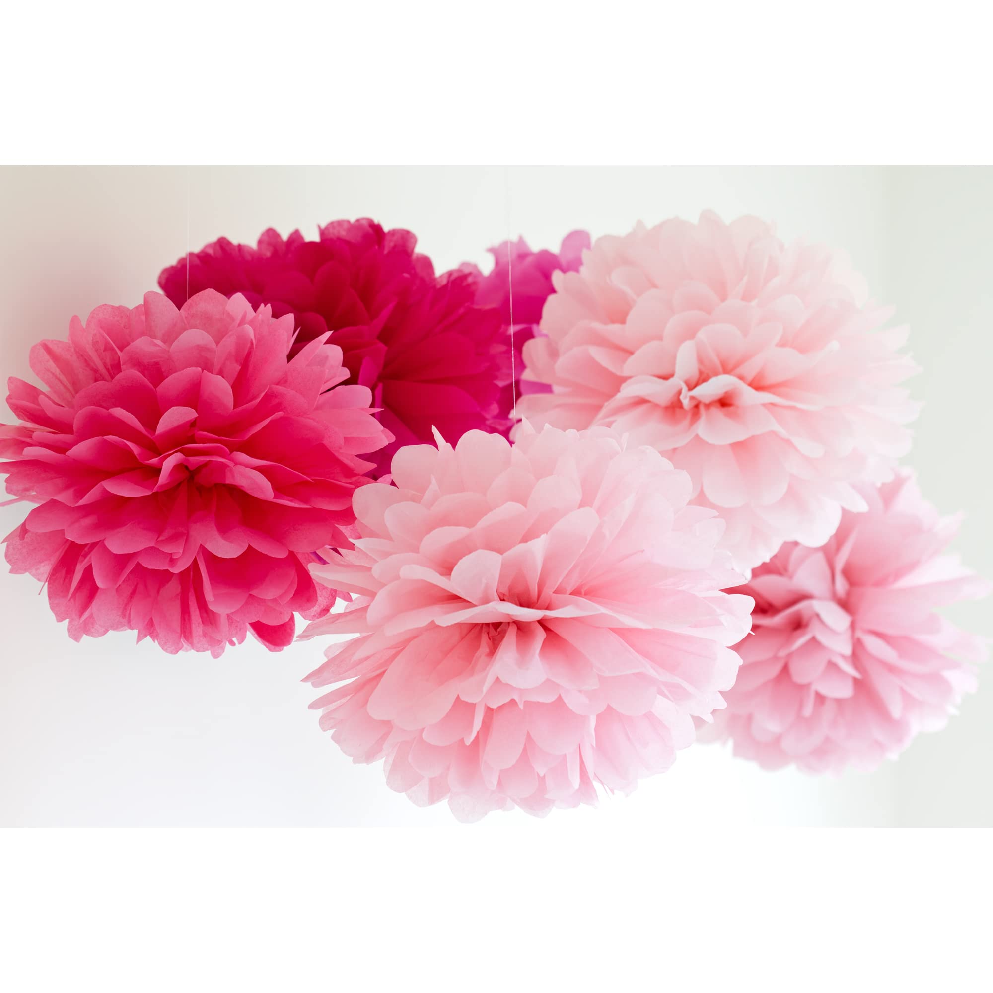 Clairefontaine 395460C, Set of 3 Pink Silk Pompons to Hang, 1x 30cm Diameter + 2x 40cm Diameter Marriage, Birthdays - Image 3