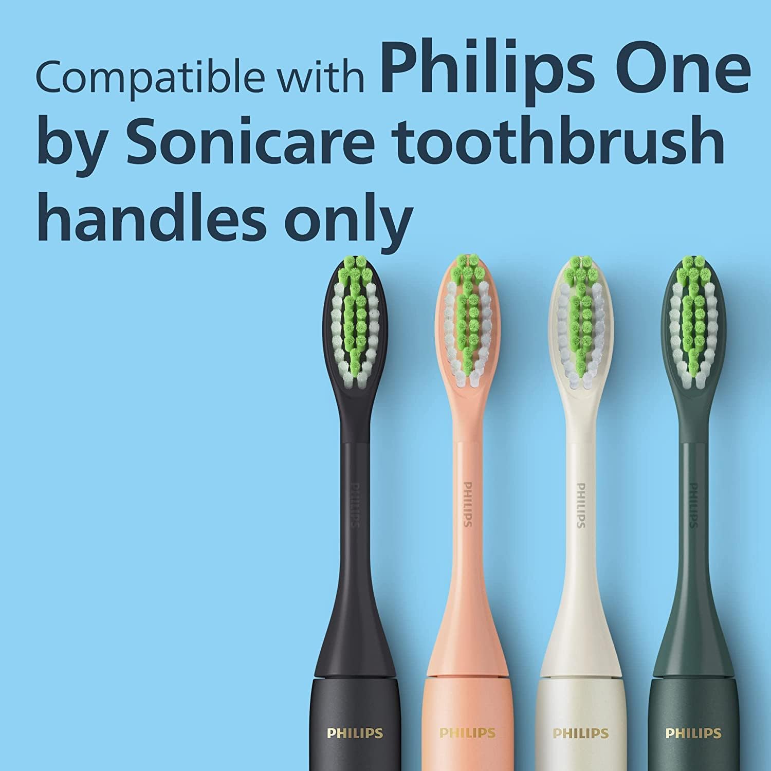 Philips One by Sonicare Replacement Brush Heads, 2 Pack, Black, Compatible with Philips One Electric Toothbrush, BH1022/06