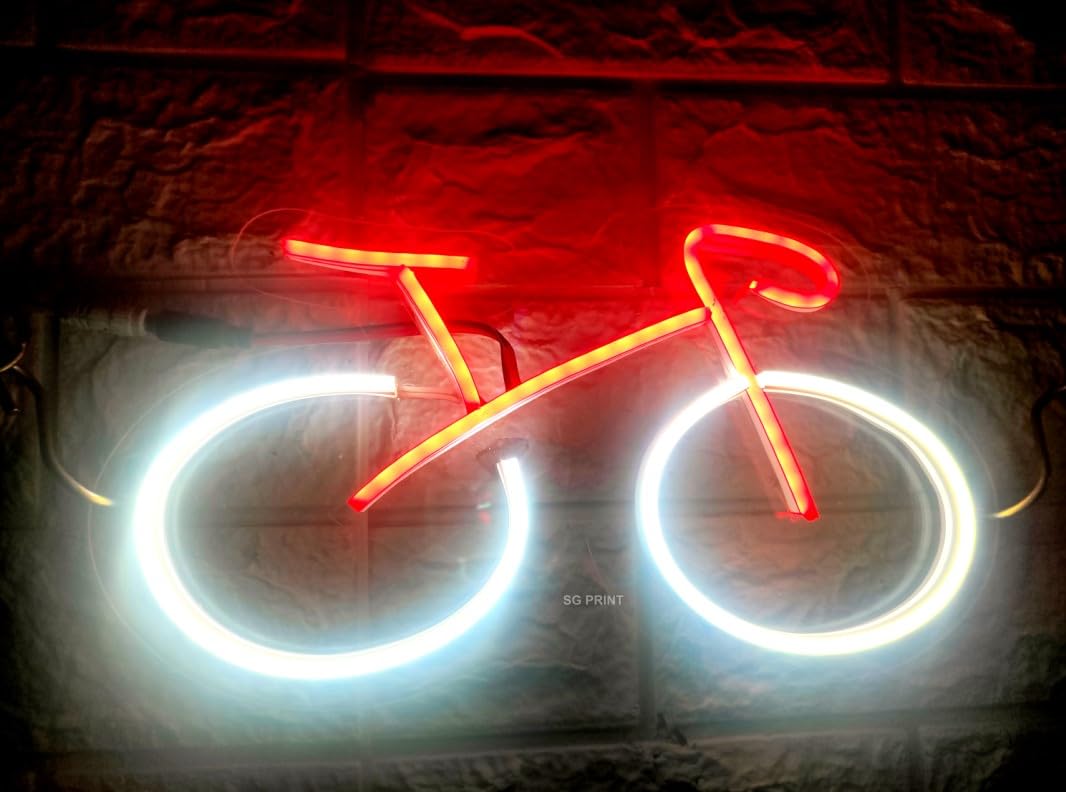 SG PRINT Cycle LED Neon Sign/Light, Decor for Room Wall, Decorative Light, For Party, Bedroom, Living room, Bar(12X6) Red+White-image-28