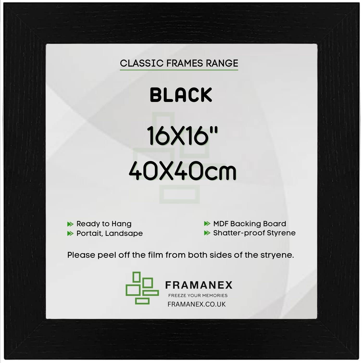 FRAMANEX Modern Black Colour 40X40 CM Picture Photo Poster Frames | 40X40 CM Square Picture Frame | Wood Finish Photo Frame โ image 1