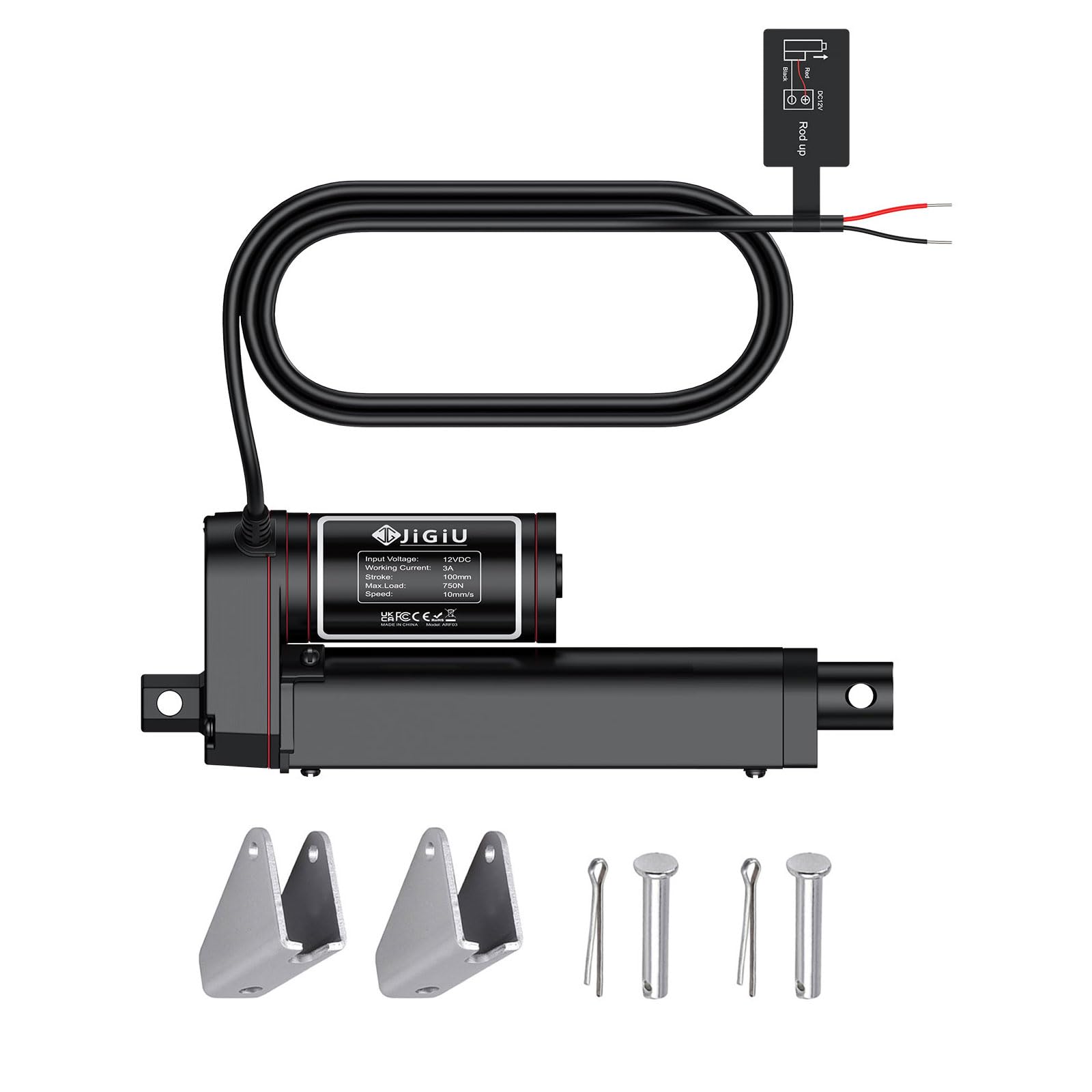 JiGiU Linearantrieb 100mm 750N 160LBS DC 12V IP65 Wasserdicht Linearmotor Elektrischer Türöffner