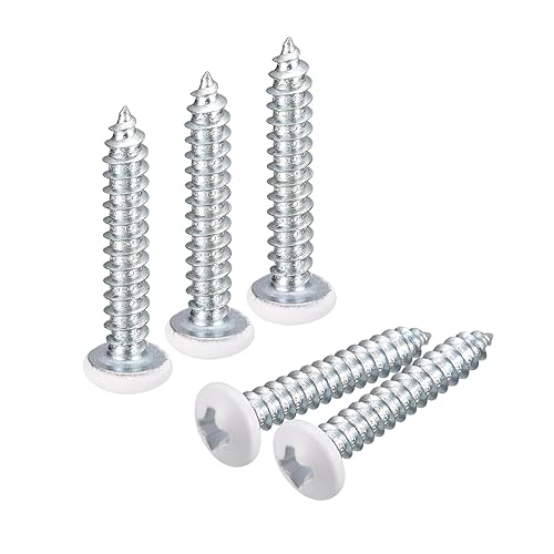 uxcell Tornillos blancos ST4x25mm Tornillos autorroscantes, 25pcs Tornillos de madera Phillips de cabeza plana para carpintería