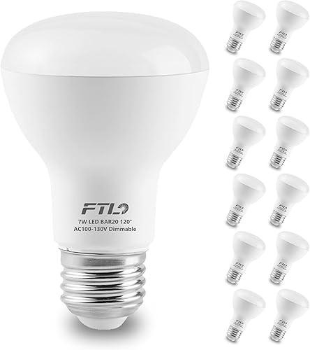 FTL Paquete de 12 bombillas LED BR20 regulables, 3000 K blanco cálido, 7 W, 750 lm, 50 W60 W, equivalente a R20, bombillas de inundación para disponible en Yaxa Guatemala