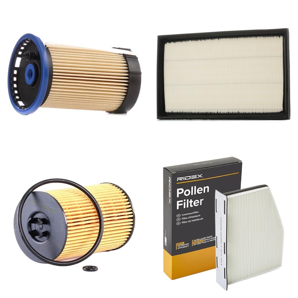 RIDEX 4055F28834 Kit de filtros con juntas con filtro previo Compatible con VW Passat B8 Variant 3G5, CB5 Gasóleo