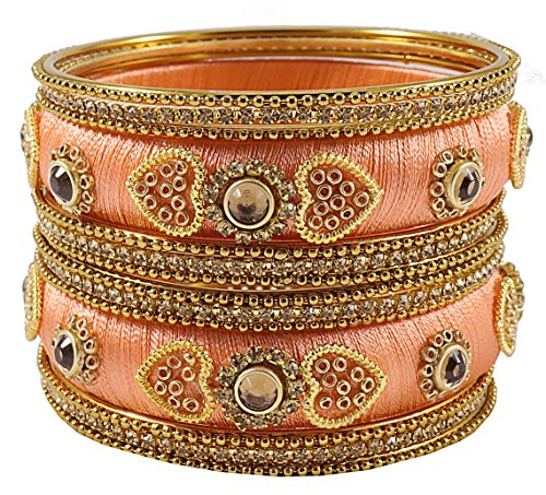 Image of NMII Get your traditions Valentine Gift for Girls & Women Silk Thread Bangle Set With Zircon For Womne & Girls