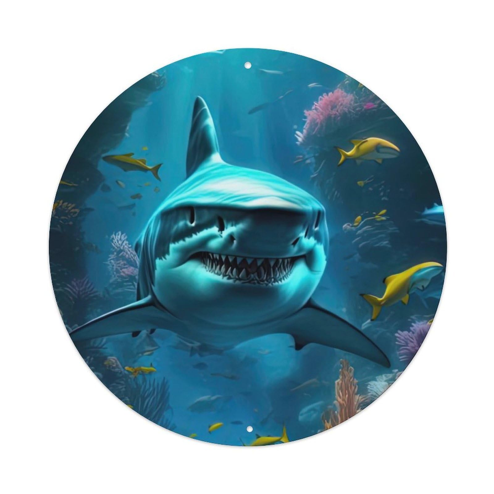 Animal Artwork Sharks And Fish Vintage Metal Tin Sign Plaque Wall Decor for Cafe, Club Bar, Office, Garden Metal Poster 8x8Inch