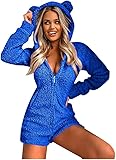 Care Bear Cartoon Onesise Sleepwear Womens Pajama Romper Adult Fleece Loungewear Teddy Bear Costume Teddy Bear Costume Fuzzy Hoodie Jumpsuit Plush One Cosplay Suit For Adults Women Bunny