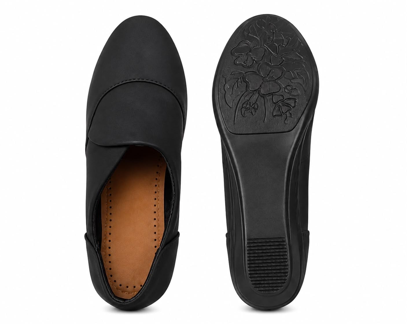kirpa Drishti Merino Women’s Black Comfort Shoes | Soft Cushioned Slip-On Flats | Lightweight Low Wedge Walking Shoes | Casual Office Footwear ind-4-image-15