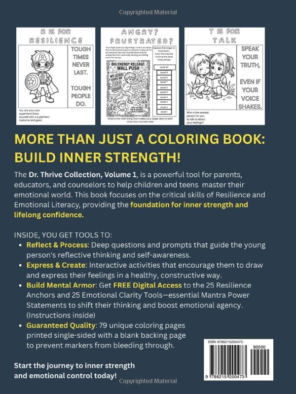 Dr. Thrive Character Building Coloring Book Collection, Volume 1: Tools for Inner Strength: Resilience and Emotional Literacy for Children and Teens image 3