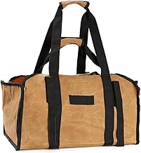 Clyictz 1 bolsa de almacenamiento de lona para leña, color amarillo, 47 x 31 x 37 cm, bolsa de transporte para leña