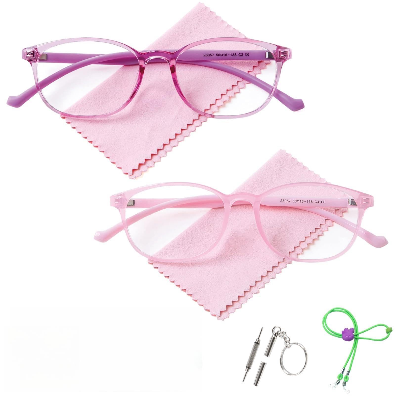 Blue Light Blocking Glasses with Case for kids and Teens Boys & Girls, Children's Ultralight Clear Frame Anti Eyestrain & Uv400 Glasses