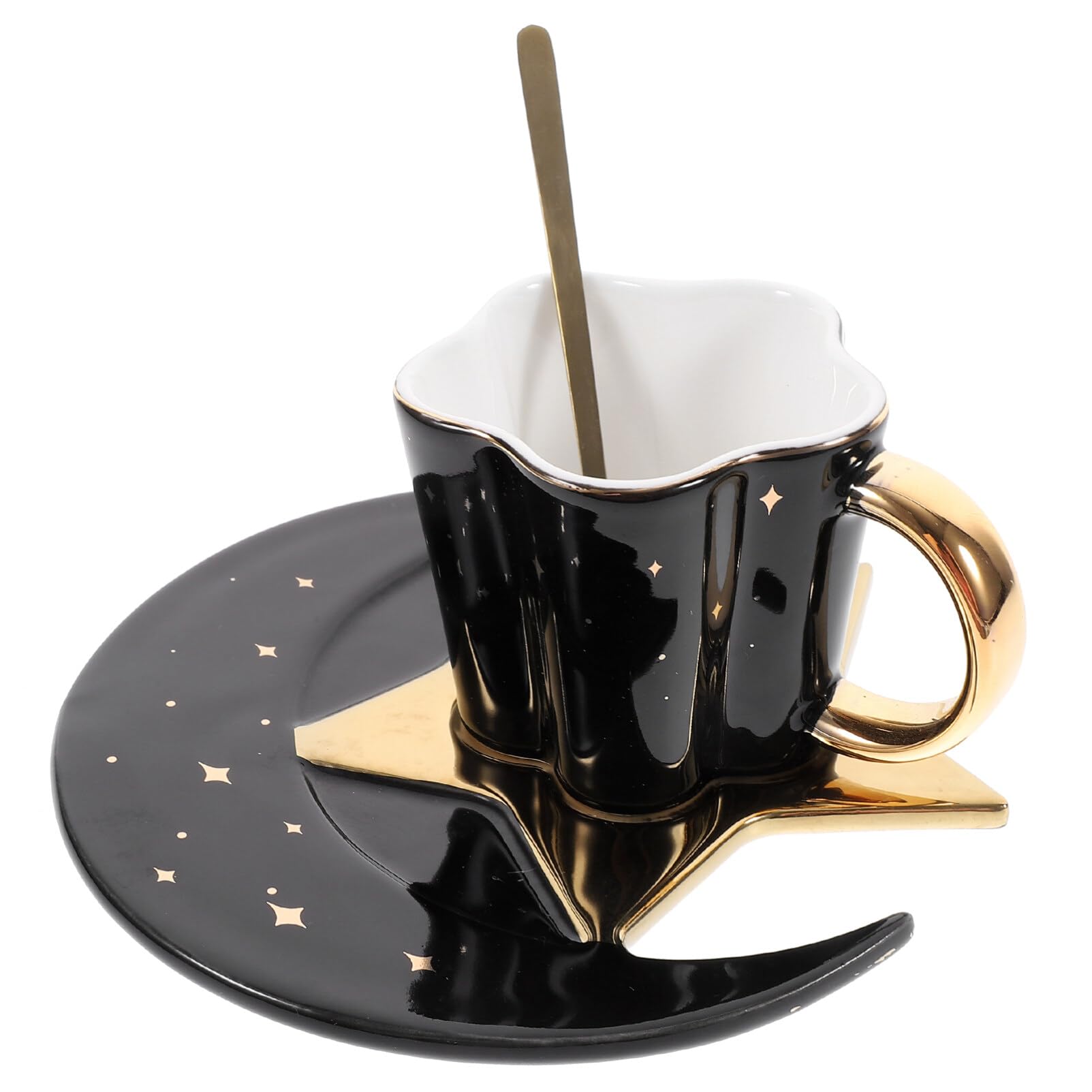 Amazon.co.jp: Amosfun コーヒー カップ 陶器 星 月 ソーサー スプーン