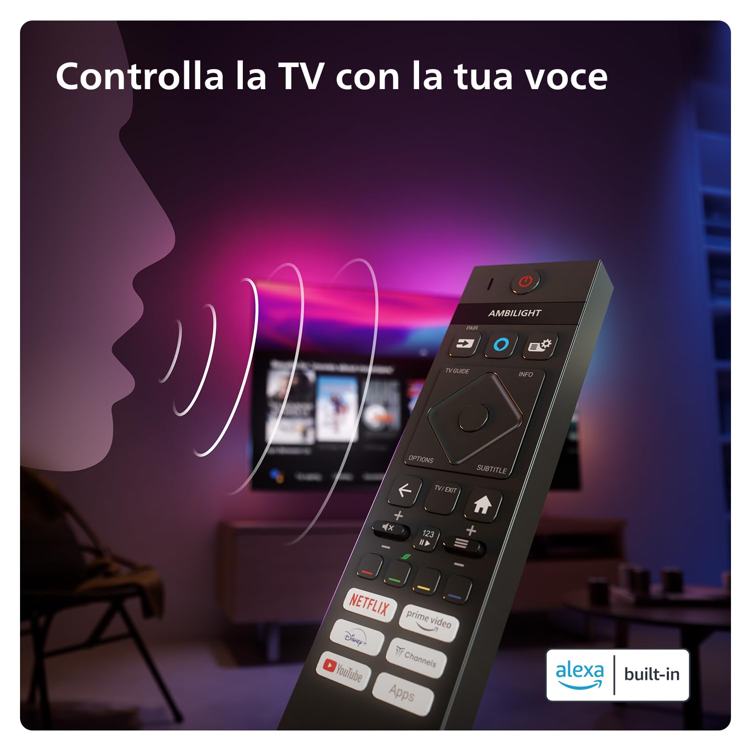 Philips Ambilight 48OLED769 4K OLED Smart TV - Display 48’’ con P5 AI Perfect Picture Ultra HD Titan OS TV Dolby Vision e Dolby Atmos Sound, Funziona con Alexa e Google Assistant - Cornice in metallo