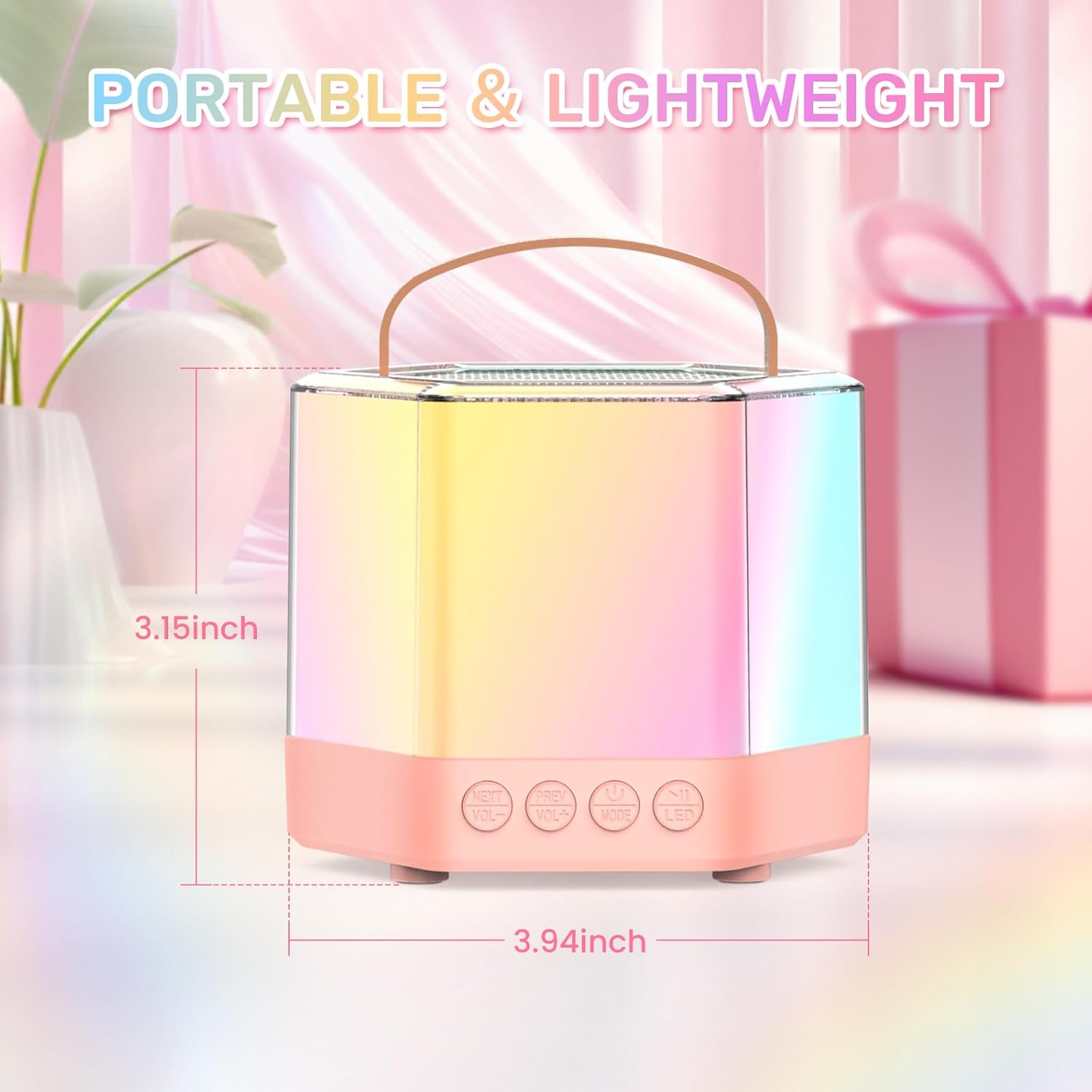 AIDELF Mini Karaoke Machine for Kids - Portable Bluetooth Karaoke Speaker with 2 Wireless Microphones and Party Lights Toy Ages 3-12+,Birthday Gifts for Girls Boys Family Home Party - Image 6