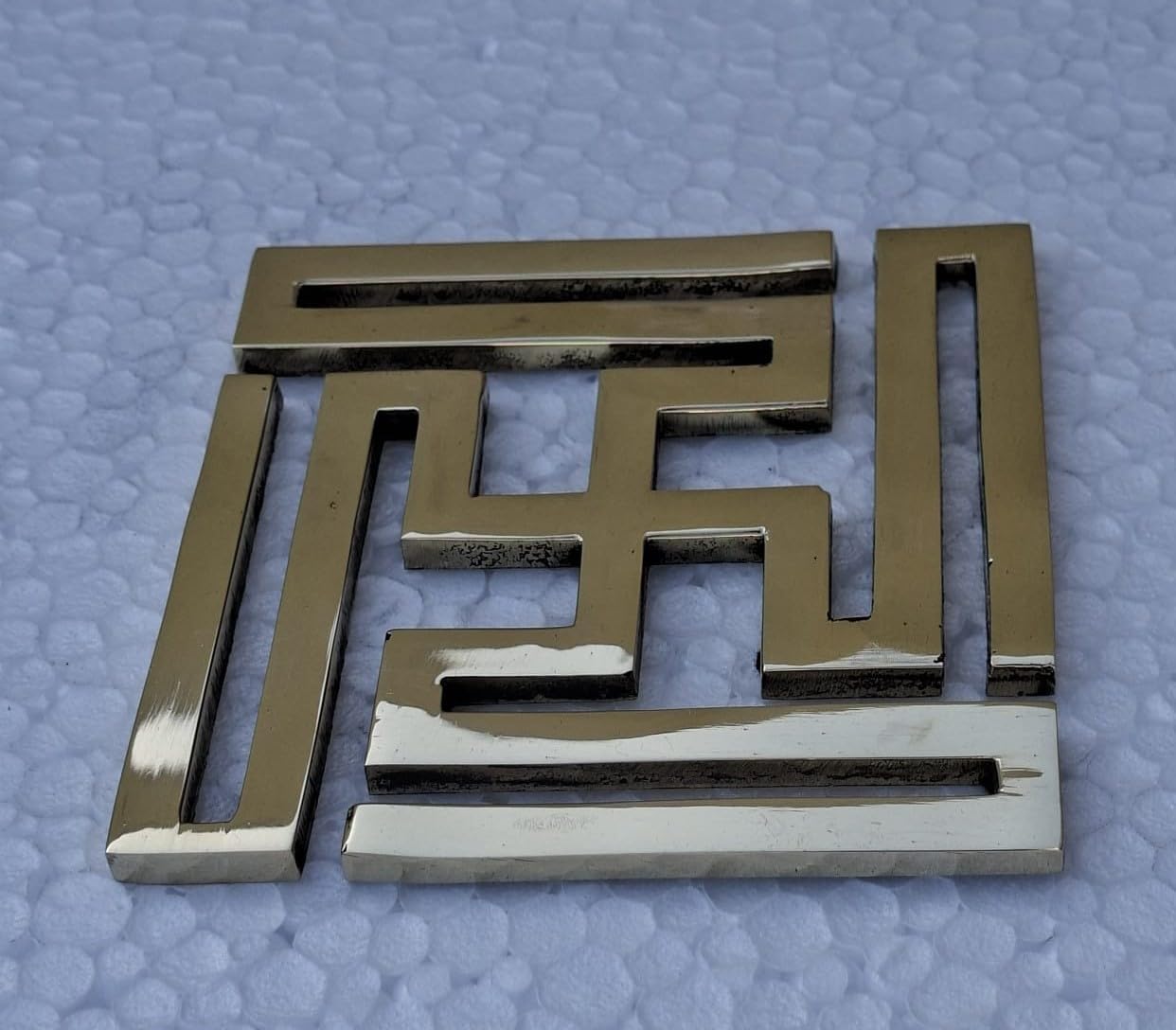 Greek Key Pattern Metal Wall Decor, Silver Geometric Design, 4.0 Inch | Polished Finish, Square Shape, Metallic Silver, Modern Geometric, Wall Accent-image-1