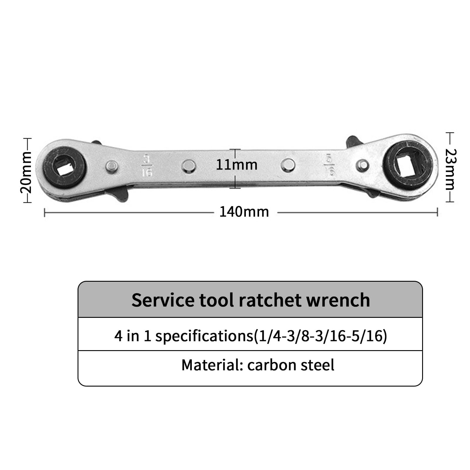 Xiciki Ratchet Spanner, Quad Spanner, Refrigeration Tools, HVAC Service Wrench Tools, Air Ratchet, Air Valve Wrench - Image 2