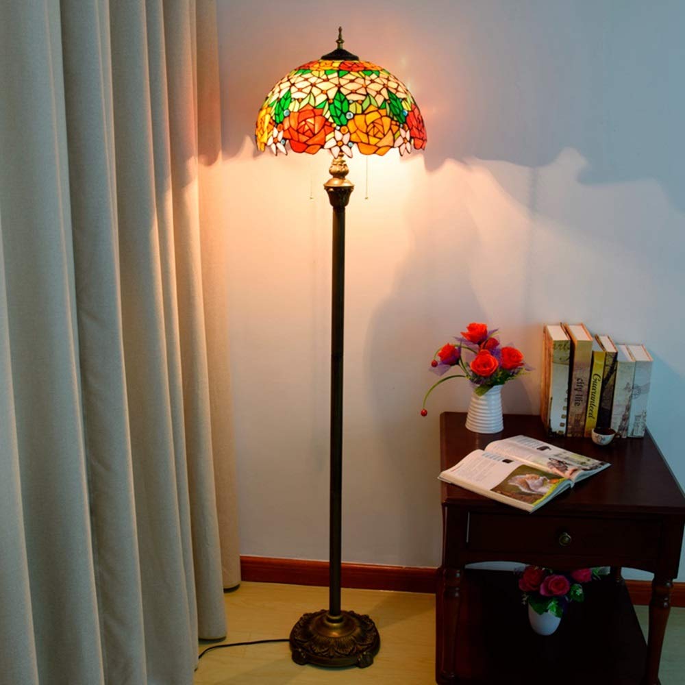 Lampa Podłogowa Tiffany,Stojąca,Do Czytania,16 Cali,Styl Europejski,Wysokiej Jakości,Wielokolorowa,Różowa,Szklana Lampa Podłogowa,Czysta,Pionowa Lampa Do Czytania,Do Gabinetu