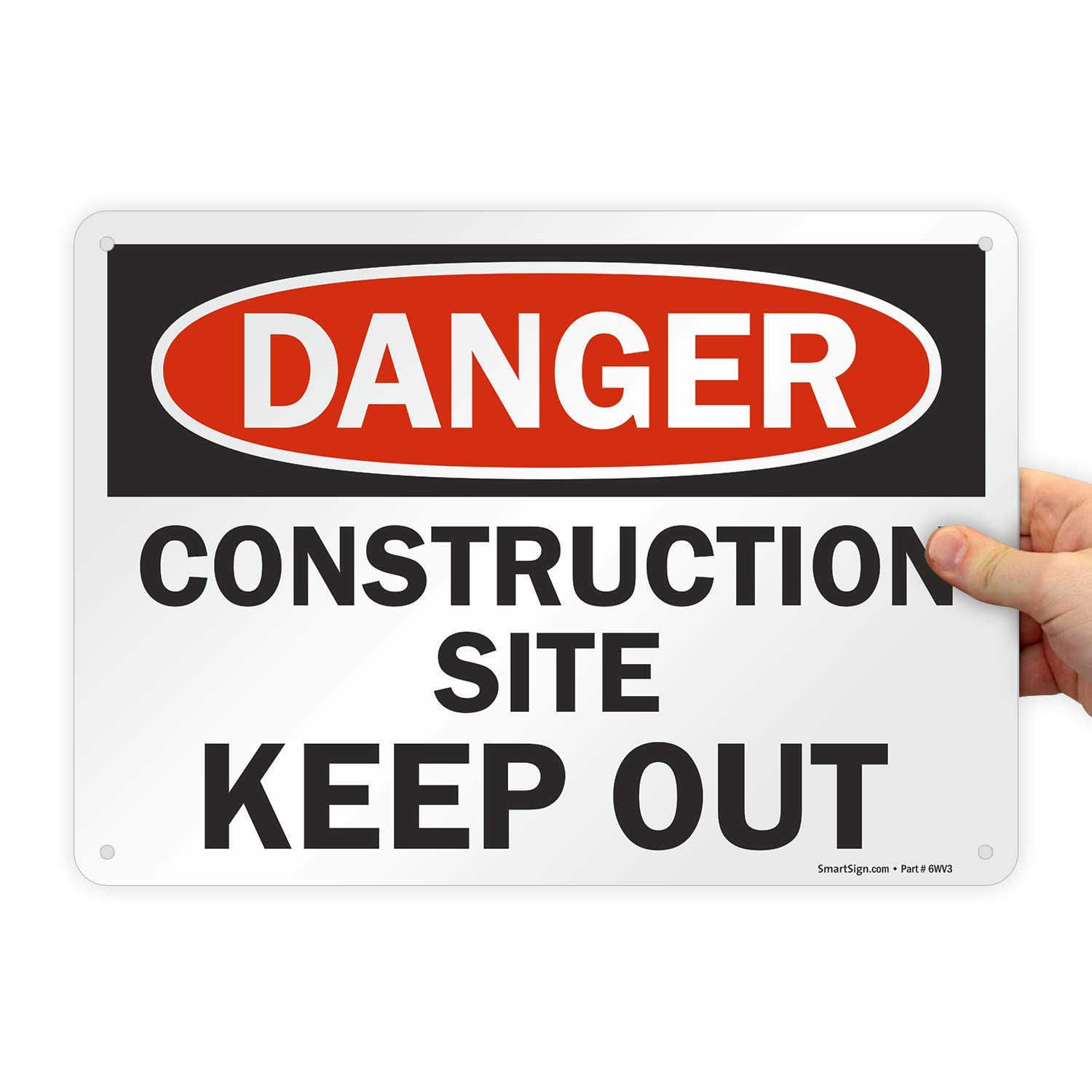 SmartSignU9-1365-NP_10x14 "Danger - Construction Site, Keep Out" Sign | 10" x 14" Plastic Black/Red on White